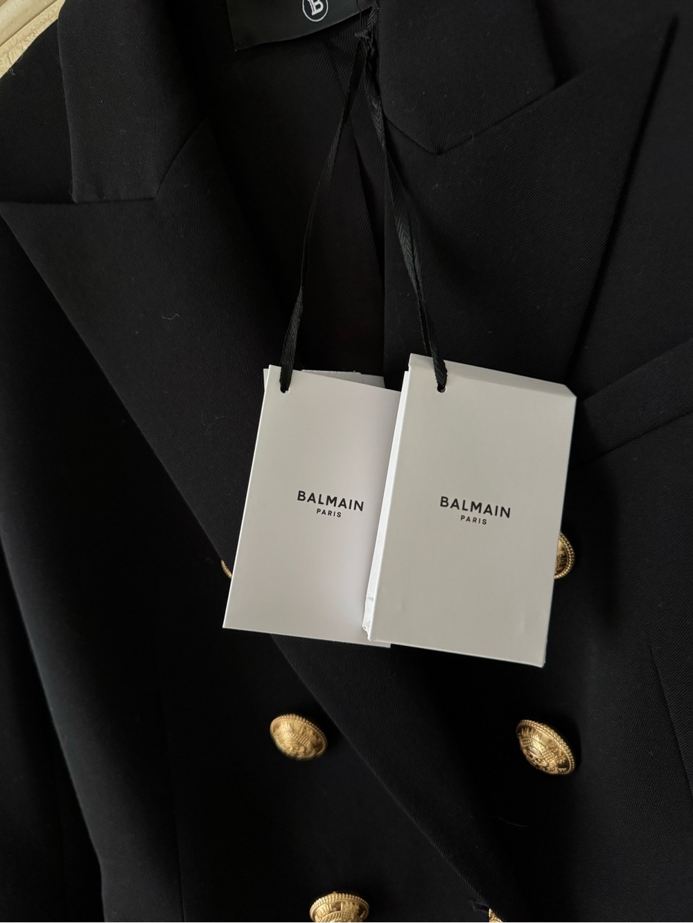 Balmain Black Double-Breasted Blazer with Gold Buttons - Picture 3 of 5